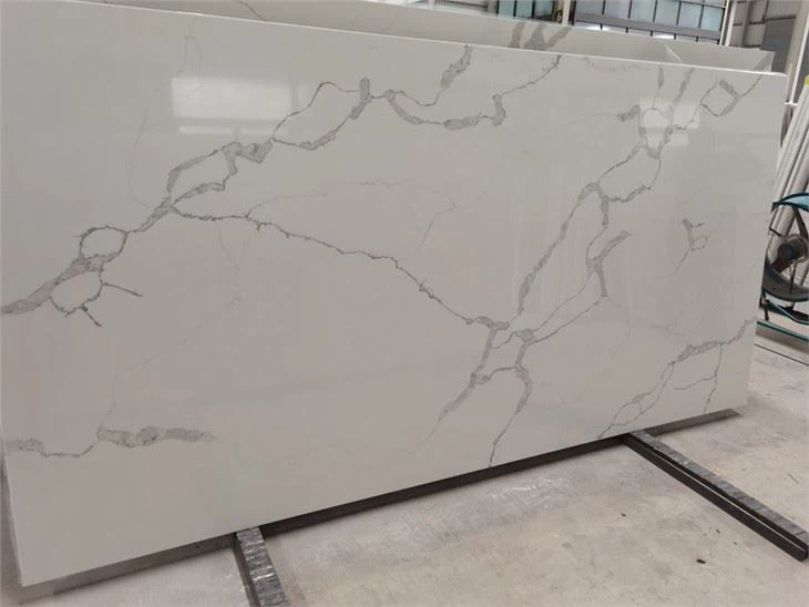 Calcatta white Quartz for kitchen countertop