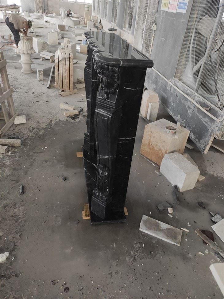 black marble fireplace